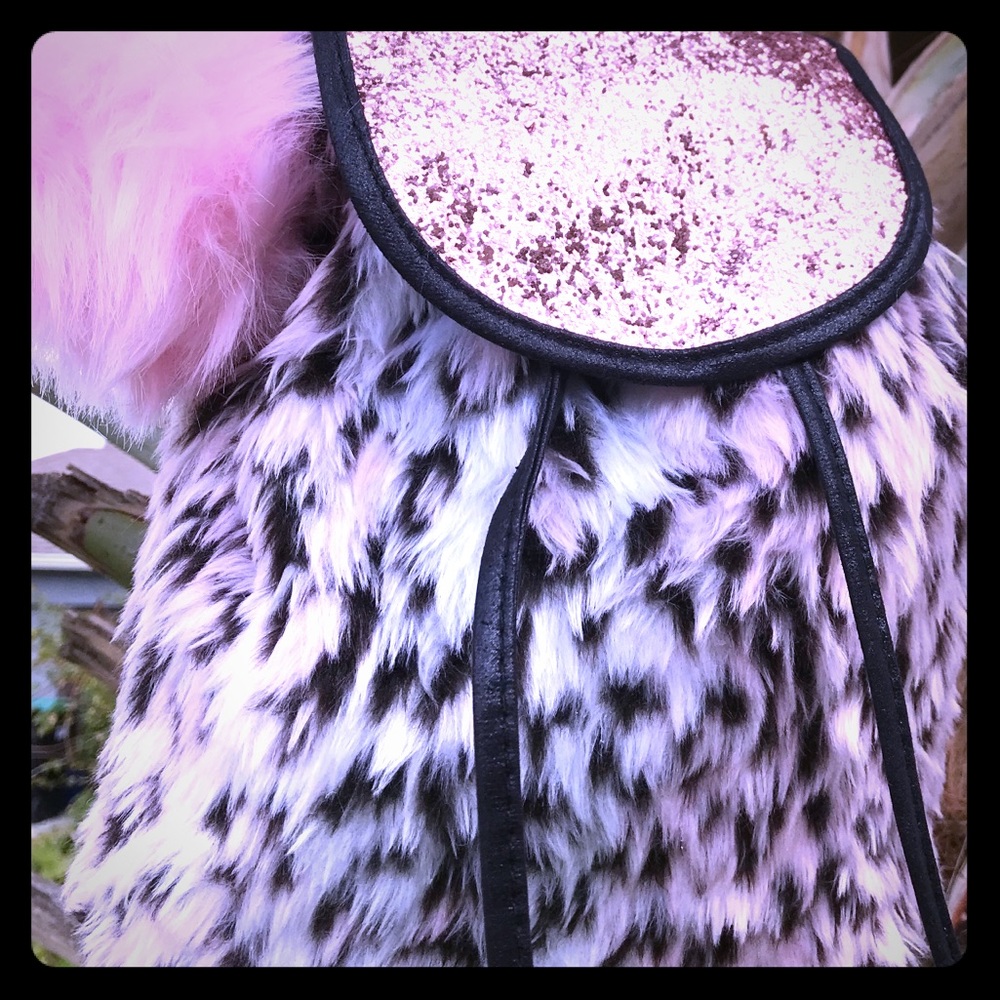 Pink Glitter Backpack with Keychain.